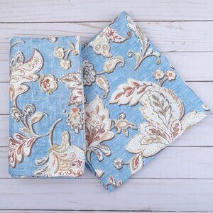 Fabric Dinner Napkins Jacobean Paisley Blue 20x20 Set of 4